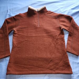 KUHL ALFPACA EUROPA MEN'S FLEECE-LINED QUARTER-ZIP PULLOVER SWEATSHIRT BROWN L